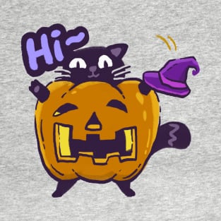 Hi cat emote on halloween T-Shirt